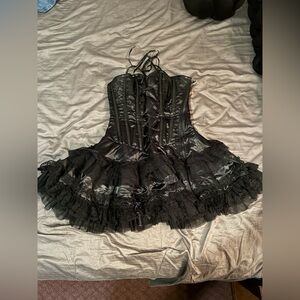 Black Corset Dress with ruffle skirt